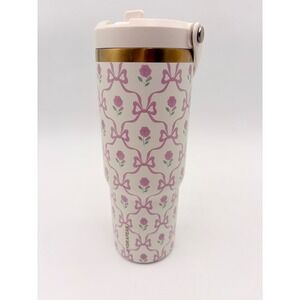 Hydrapeak Artisan Collection 32oz Tumbler Pink Bows Roses Insulated Travel Mug